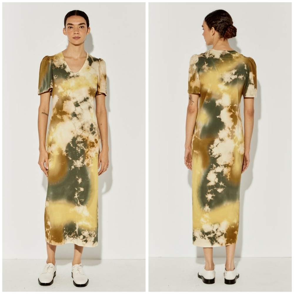 Raquel Allegra Army Baby Rib New Flutter Dress S (0)